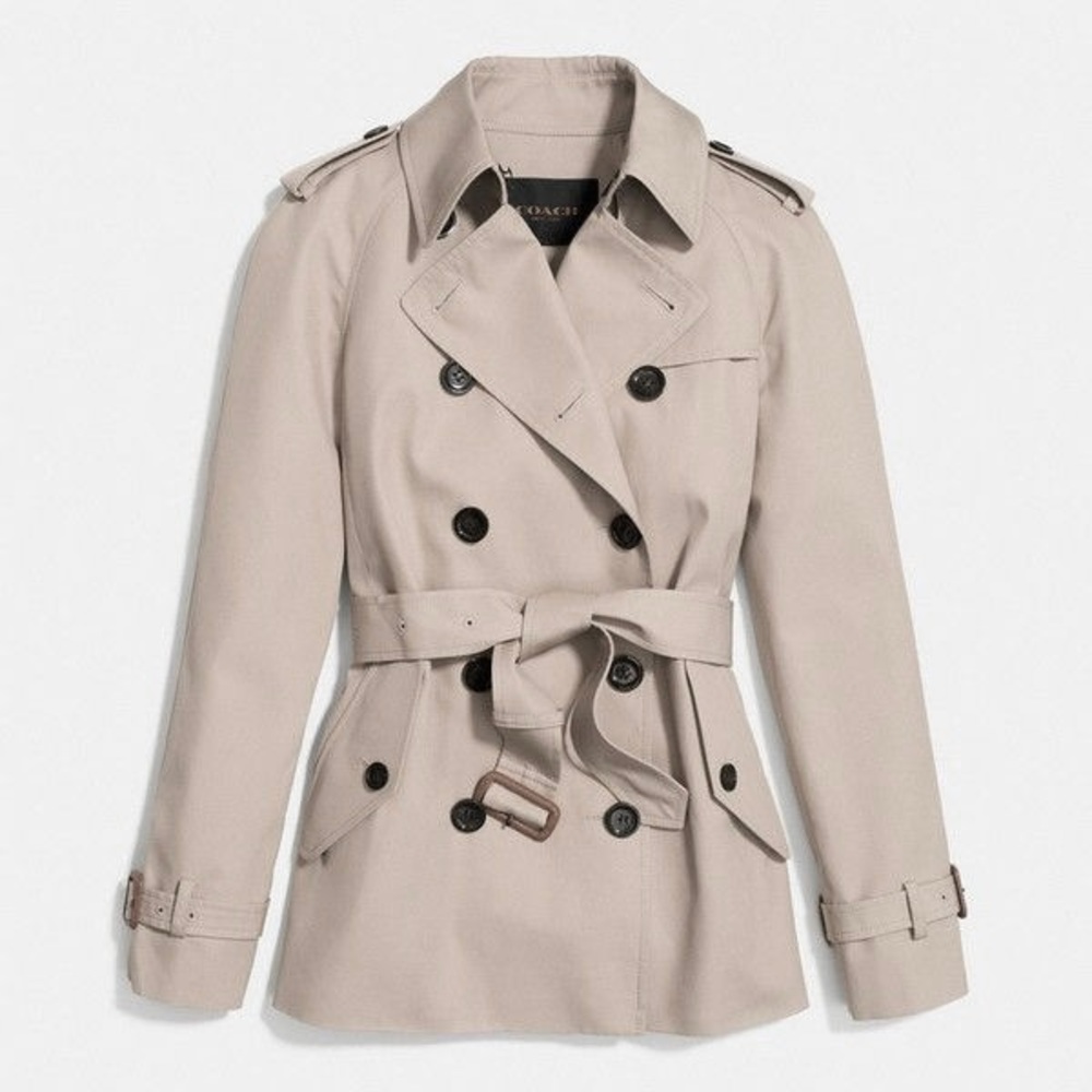 Coach Short Trench Coat, size XXS, missing belt